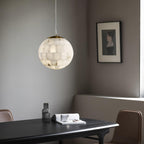 Alabaster Ball Pendant Light — Brass Stone Globe Hanging Lamp for Kitchen Island