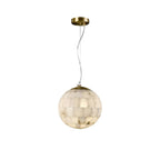 Alabaster Ball Pendant Light — Brass Stone Globe Hanging Lamp for Kitchen Island