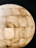 Alabaster Ball Pendant Light — Brass Stone Globe Hanging Lamp for Kitchen Island