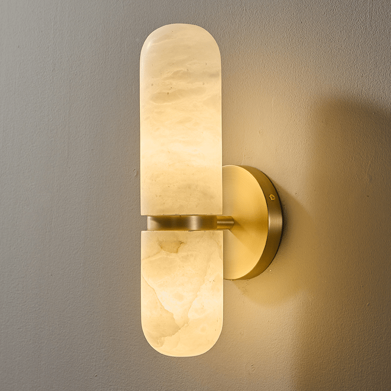 Alabaster Capsule Wall Sconce — Stone Cylinder Wall Light for Bedroom & Hallway