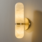 Alabaster Capsule Wall Sconce — Stone Cylinder Wall Light for Bedroom & Hallway