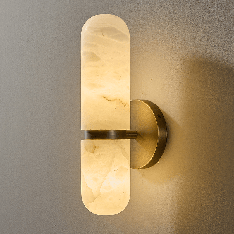 Alabaster Capsule Wall Sconce — Stone Cylinder Wall Light for Bedroom & Hallway