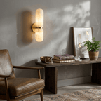 Alabaster Capsule Wall Sconce — Stone Cylinder Wall Light for Bedroom & Hallway