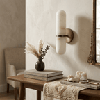 Alabaster Capsule Wall Sconce — Stone Cylinder Wall Light for Bedroom & Hallway