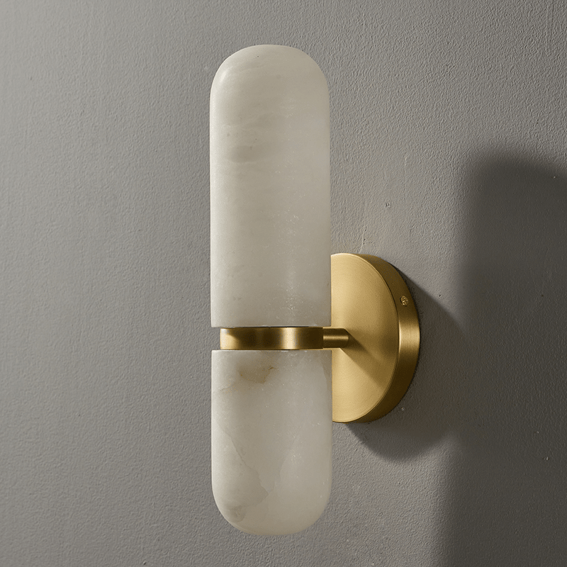 Alabaster Capsule Wall Sconce — Stone Cylinder Wall Light for Bedroom & Hallway