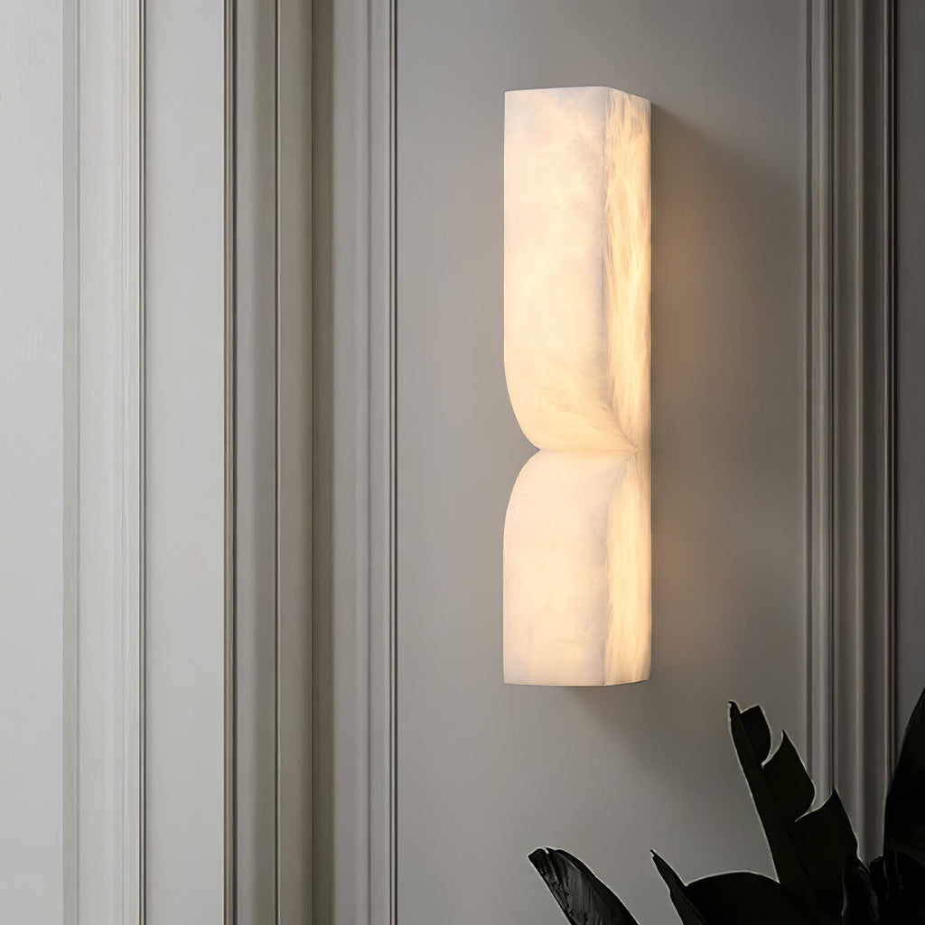 Alabaster Essence Wall Sconce — Carved Stone Wall Light for Bedroom & Hallway