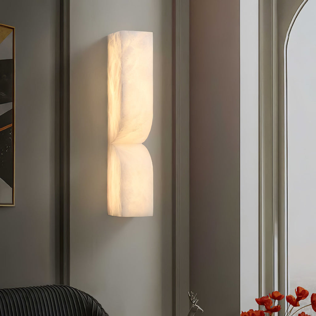 Alabaster Essence Wall Sconce — Carved Stone Wall Light for Bedroom & Hallway