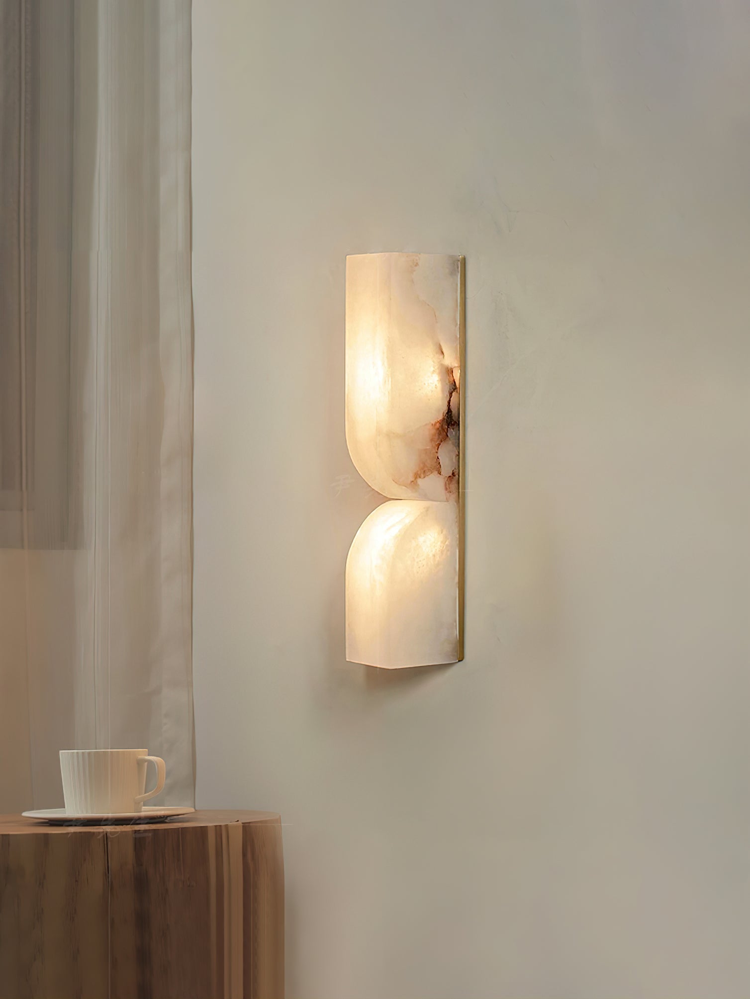 Alabaster Essence Wall Sconce — Carved Stone Wall Light for Bedroom & Hallway