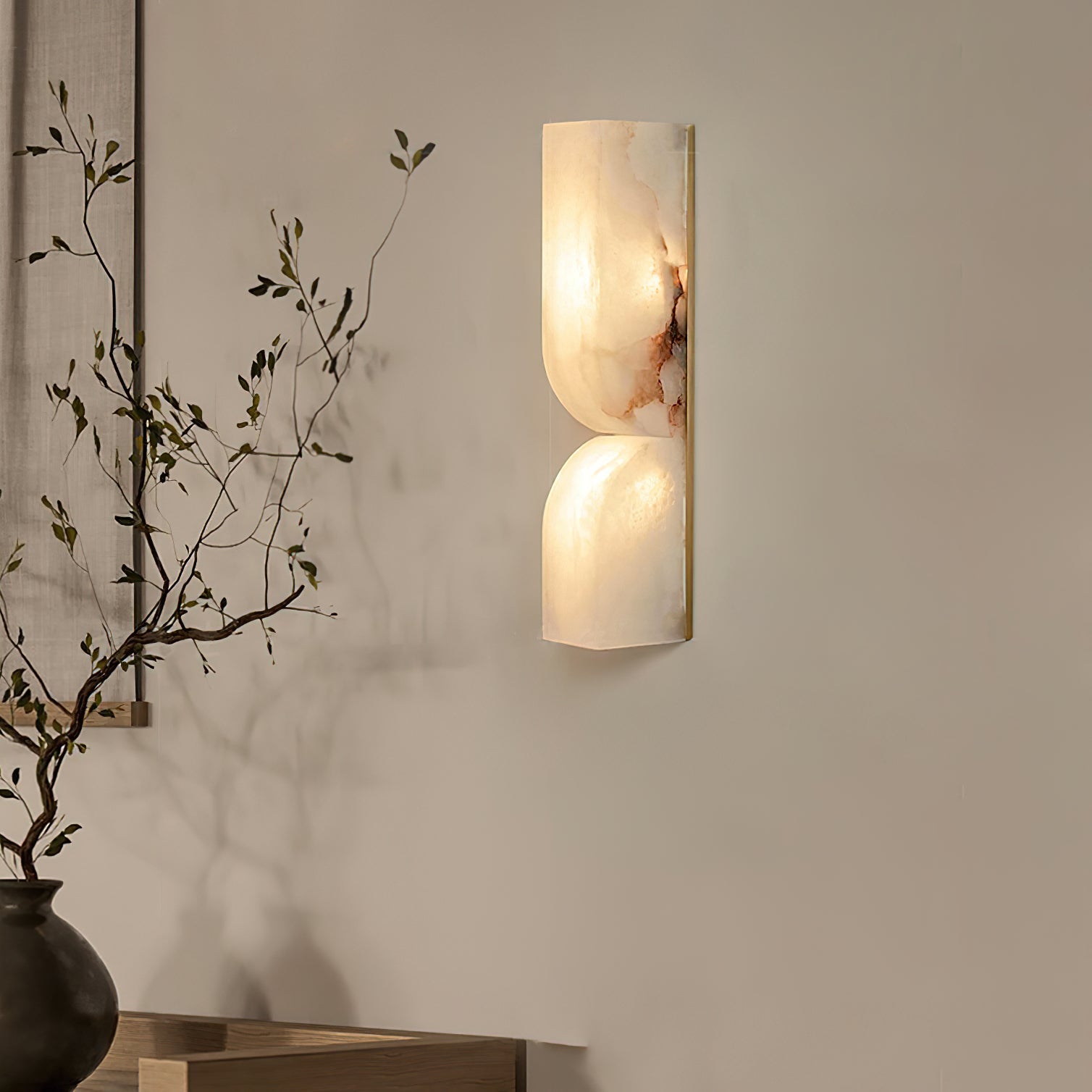 Alabaster Essence Wall Sconce — Carved Stone Wall Light for Bedroom & Hallway