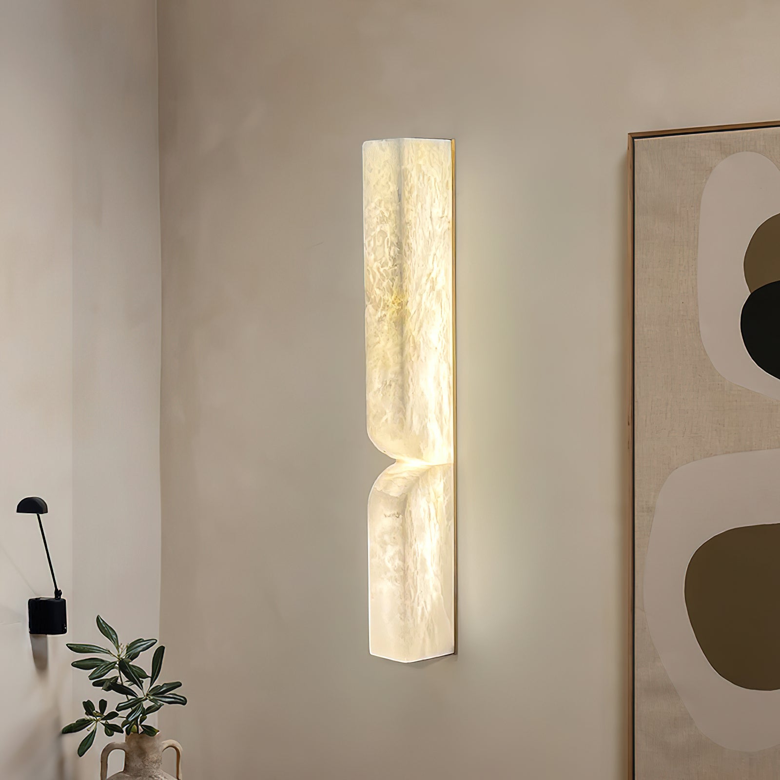 Alabaster Essence Wall Sconce — Carved Stone Wall Light for Bedroom & Hallway