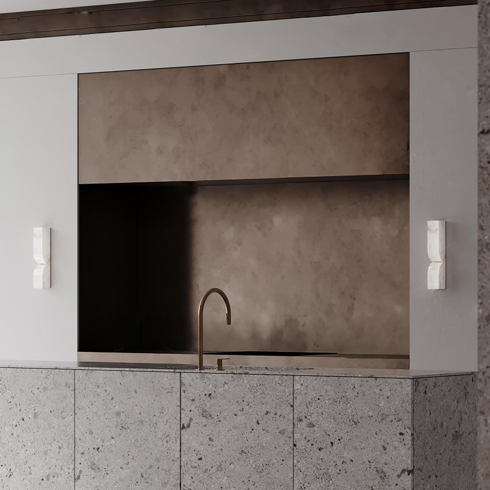 Alabaster Essence Wall Sconce — Carved Stone Wall Light for Bedroom & Hallway