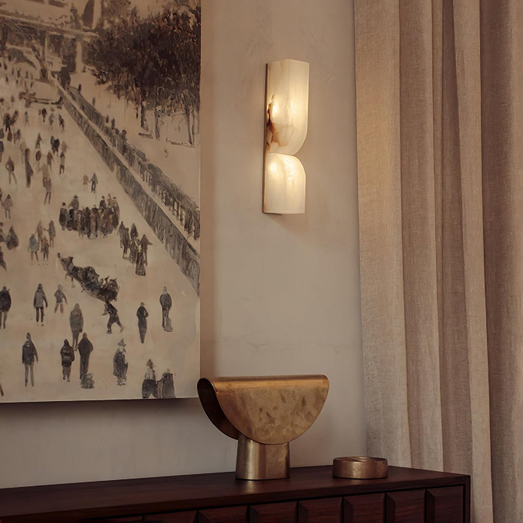 Alabaster Essence Wall Sconce — Carved Stone Wall Light for Bedroom & Hallway