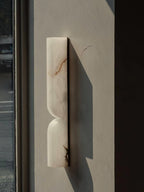 Alabaster Essence Wall Sconce — Carved Stone Wall Light for Bedroom & Hallway