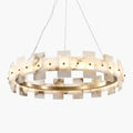 Alabaster Halo Chandelier — Brass Ring Alabaster Ceiling Light for Dining Room