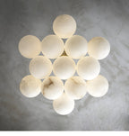 Alabaster Balls Chandelier — Curved Stone Globe Ceiling Light for Living Room
