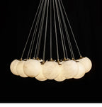 Alabaster Balls Chandelier — Curved Stone Globe Ceiling Light for Living Room