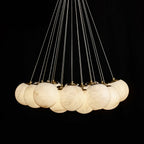 Alabaster Balls Chandelier — Curved Stone Globe Ceiling Light for Living Room