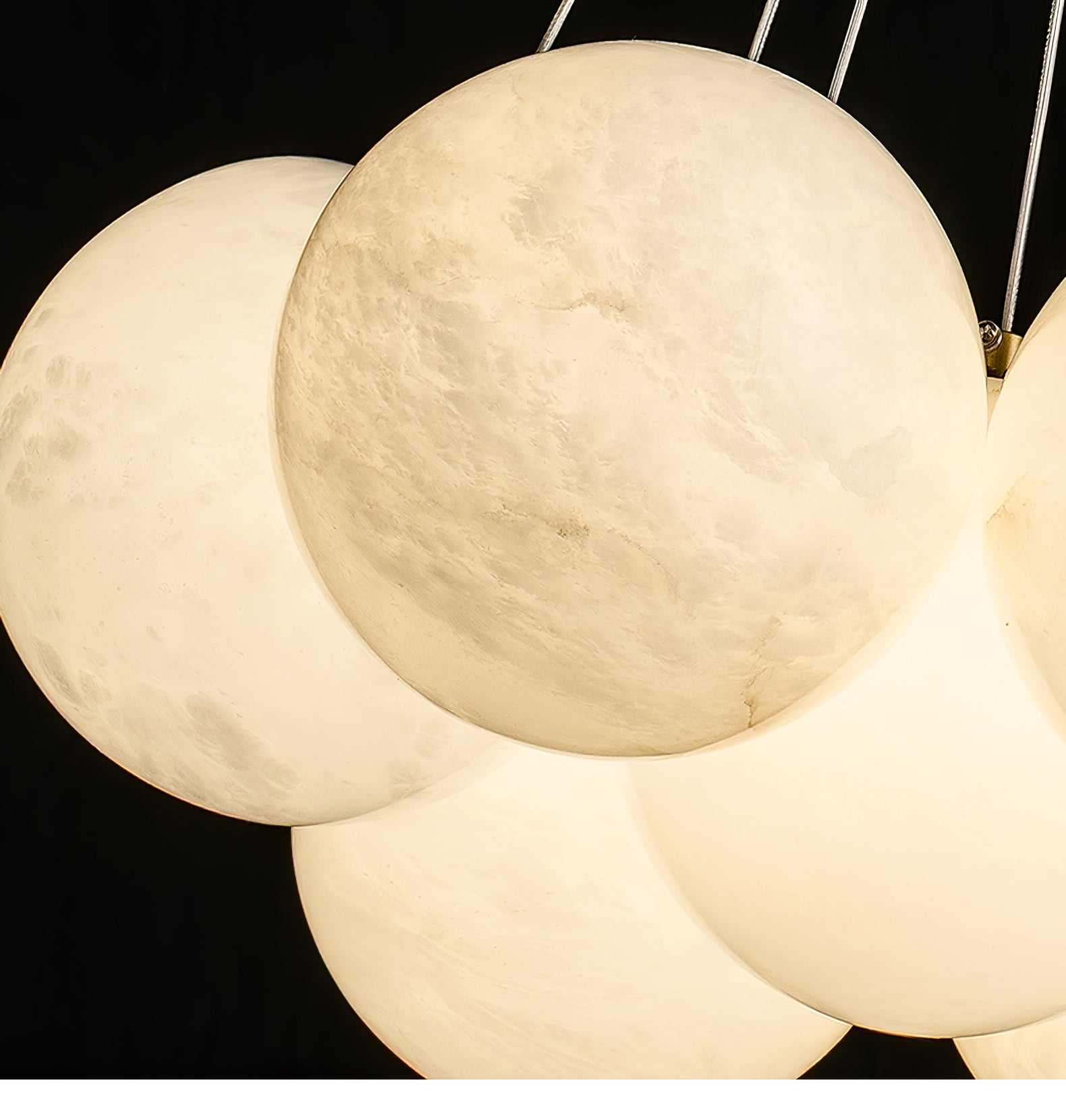 Alabaster Balls Chandelier — Curved Stone Globe Ceiling Light for Living Room