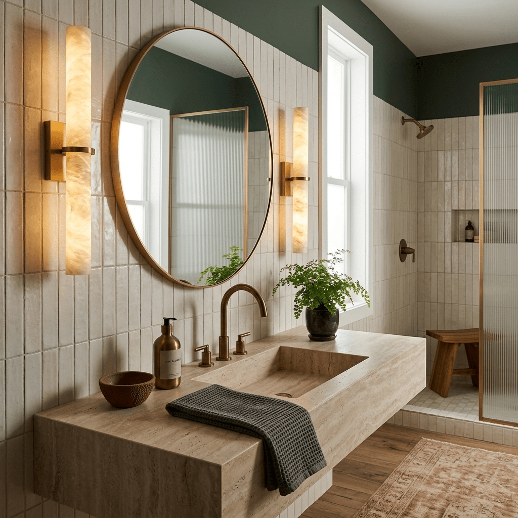 Aluna Alabaster Bar Wall Light — Linear Stone Wall Sconce for Bedroom & Hallway
