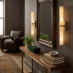 Aluna Alabaster Bar Wall Light — Linear Stone Wall Sconce for Bedroom & Hallway