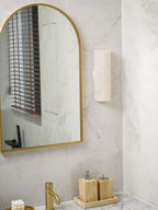 Alvia Alabaster Wall Light — Ribbed Stone Wall Sconce for Bedroom & Hallway