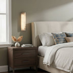 Alvia Alabaster Wall Light — Ribbed Stone Wall Sconce for Bedroom & Hallway