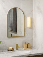 Alvia Alabaster Wall Light — Ribbed Stone Wall Sconce for Bedroom & Hallway