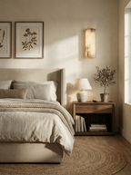 Alvia Alabaster Wall Light — Ribbed Stone Wall Sconce for Bedroom & Hallway
