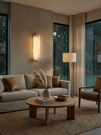 Alvia Alabaster Wall Light — Ribbed Stone Wall Sconce for Bedroom & Hallway