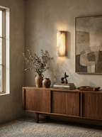 Alvia Alabaster Wall Light — Ribbed Stone Wall Sconce for Bedroom & Hallway