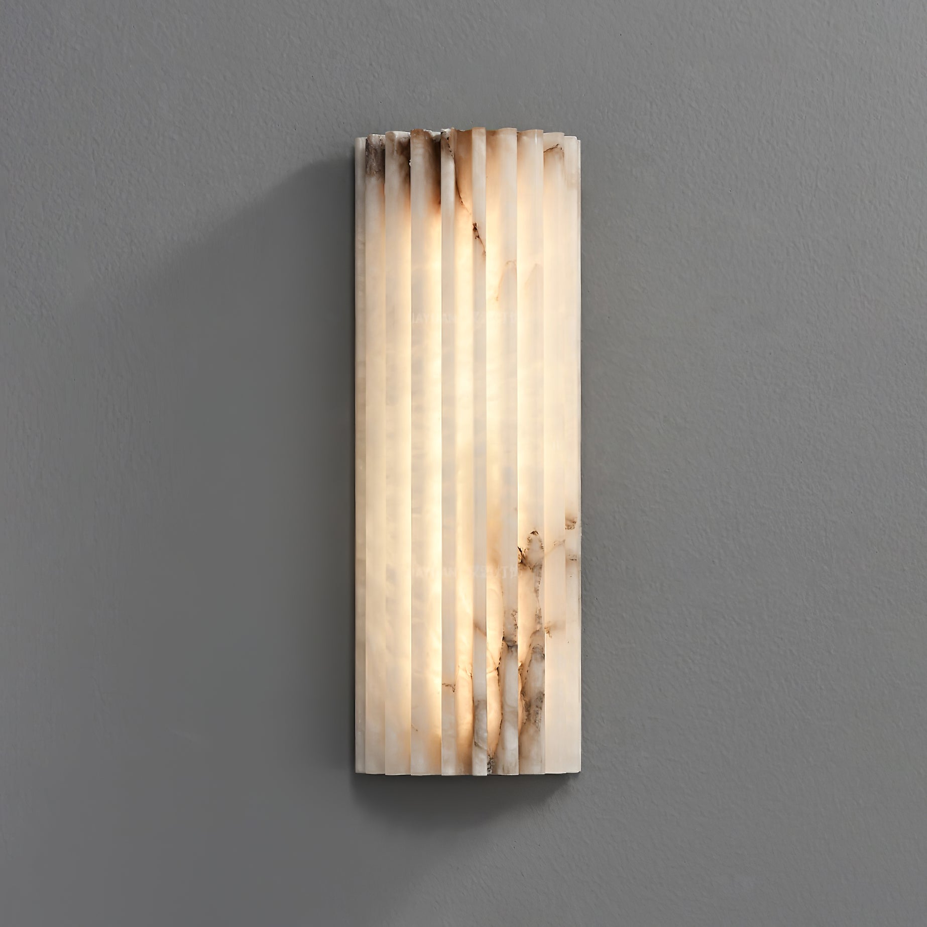 Alvia Alabaster Wall Light — Ribbed Stone Wall Sconce for Bedroom & Hallway