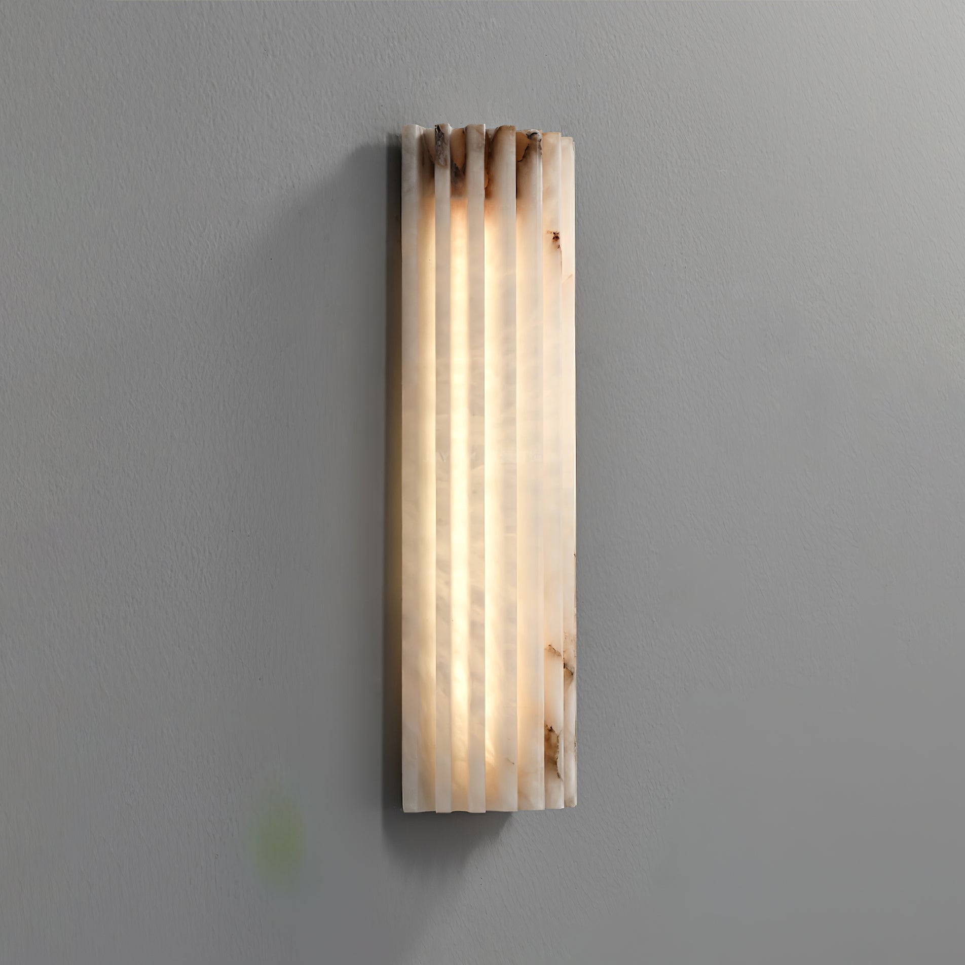 Alvia Alabaster Wall Light — Ribbed Stone Wall Sconce for Bedroom & Hallway