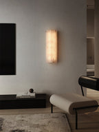 Alvia Alabaster Wall Light — Ribbed Stone Wall Sconce for Bedroom & Hallway
