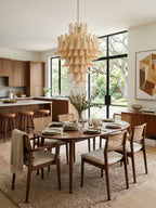 Amber Cloud Glass Petals Chandelier — Cluster Petal Ceiling Light for Stairwell