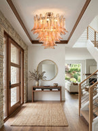 Amber Petal Glass Ceiling Lamp — Flush Petal Light for Bedroom & Hallway