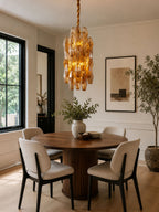 Amber Prism Long Chandelier — Linear Glass Island Light for Kitchen & Dining