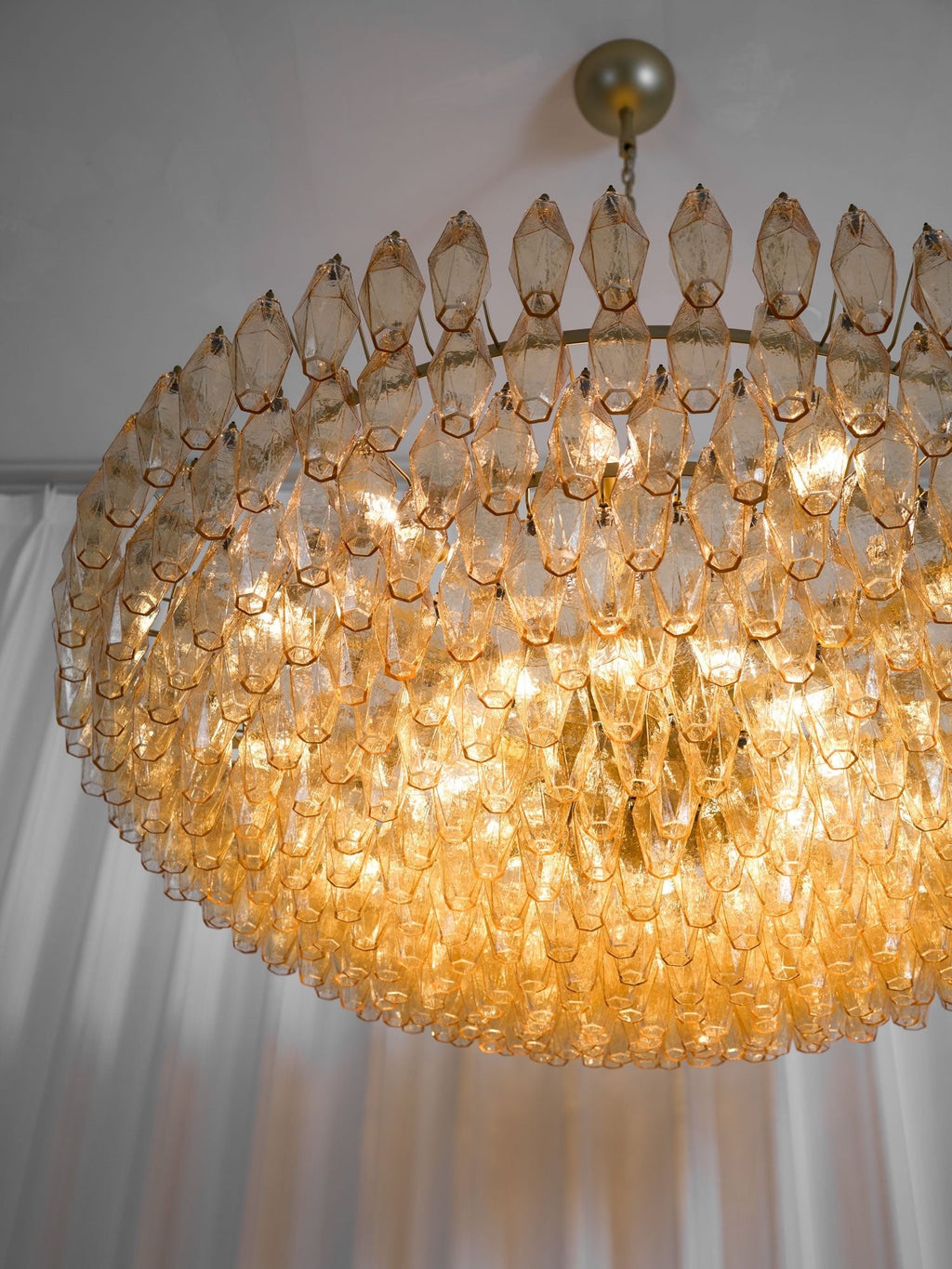 Amber Sorrento Chandelier — Grand Amber Glass Statement Light for High Ceilings