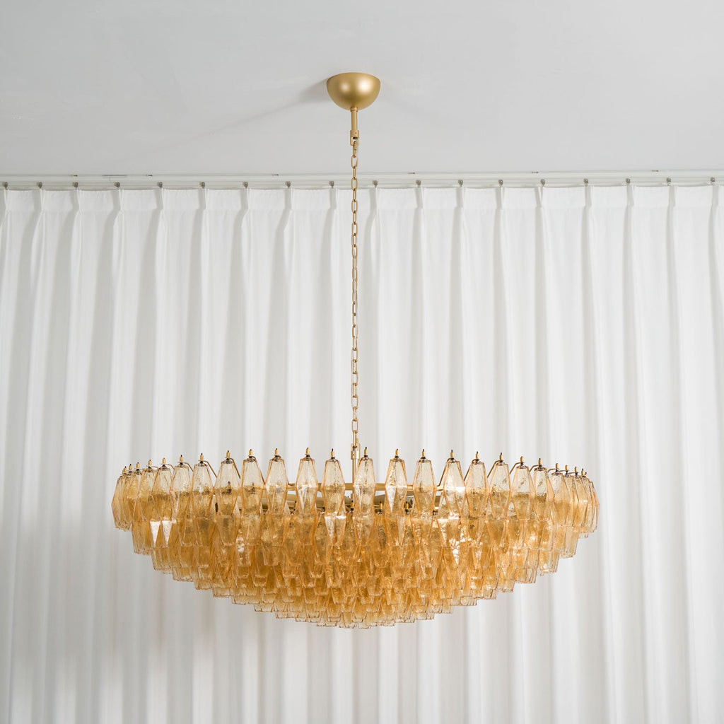 Amber Sorrento Chandelier — Grand Amber Glass Statement Light for High Ceilings