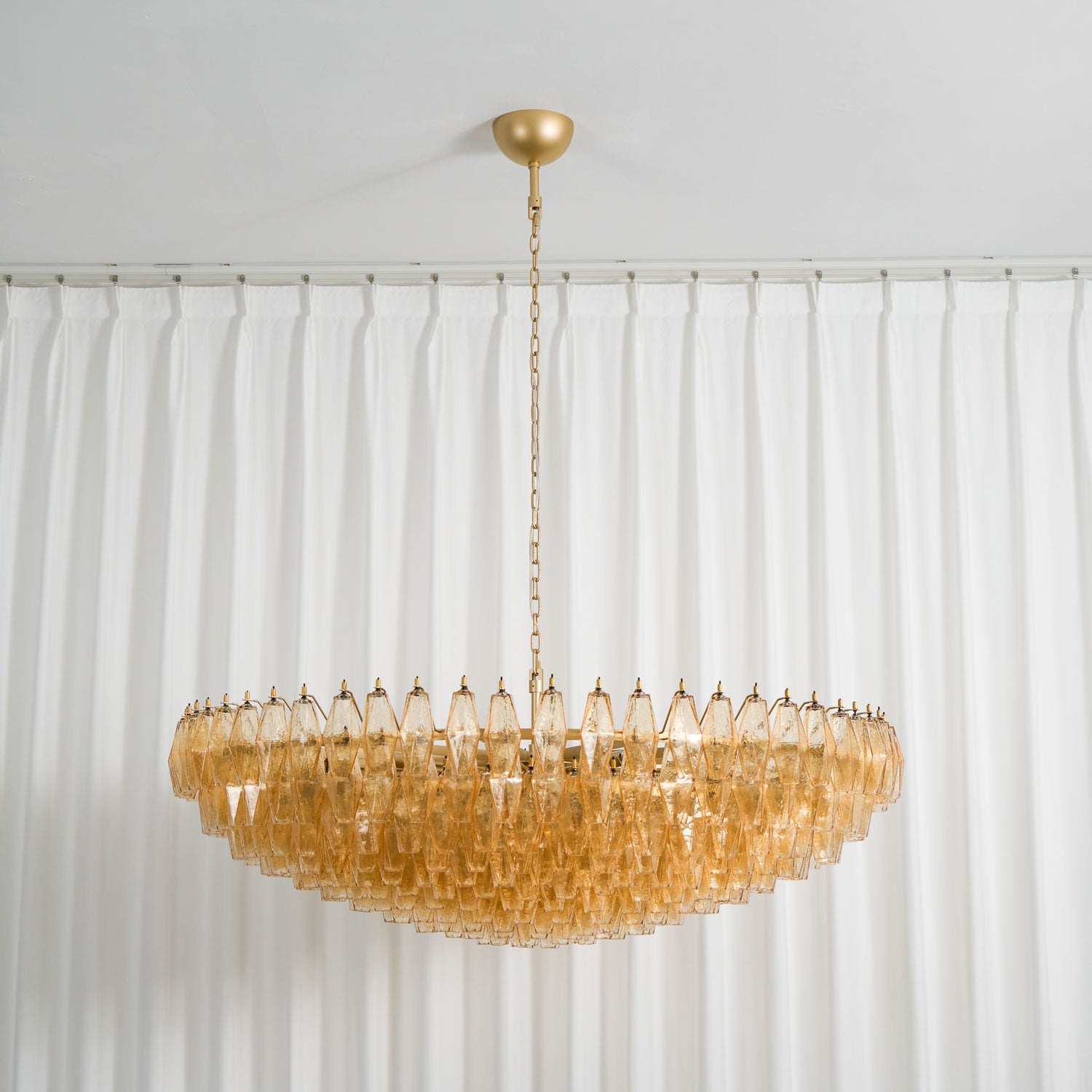 Amber Sorrento Chandelier — Grand Amber Glass Statement Light for High Ceilings