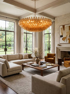 Amber Sorrento Chandelier — Grand Amber Glass Statement Light for High Ceilings