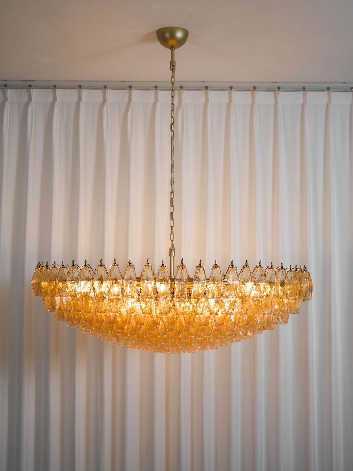 Amber Sorrento Chandelier — Grand Amber Glass Statement Light for High Ceilings
