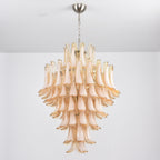Amber Cloud Glass Petals Chandelier — Cluster Petal Ceiling Light for Stairwell