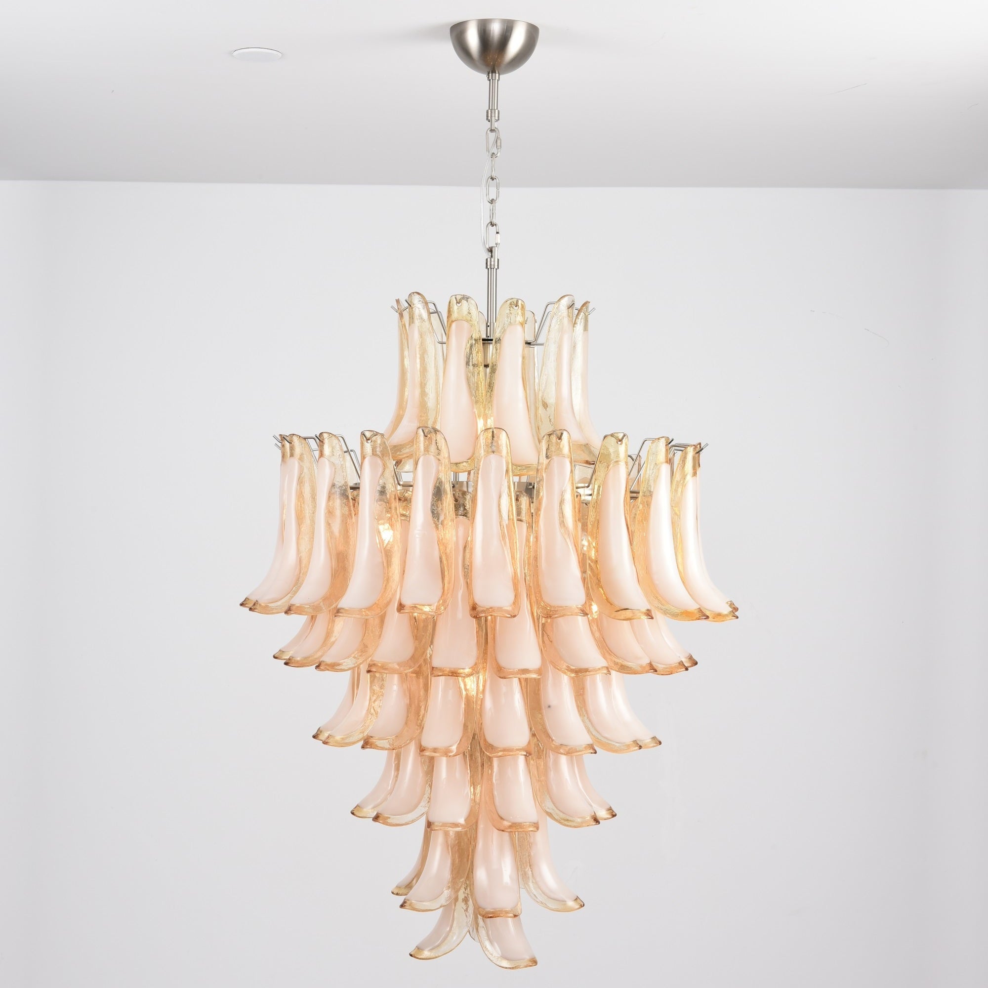 Amber Cloud Glass Petals Chandelier — Cluster Petal Ceiling Light for Stairwell