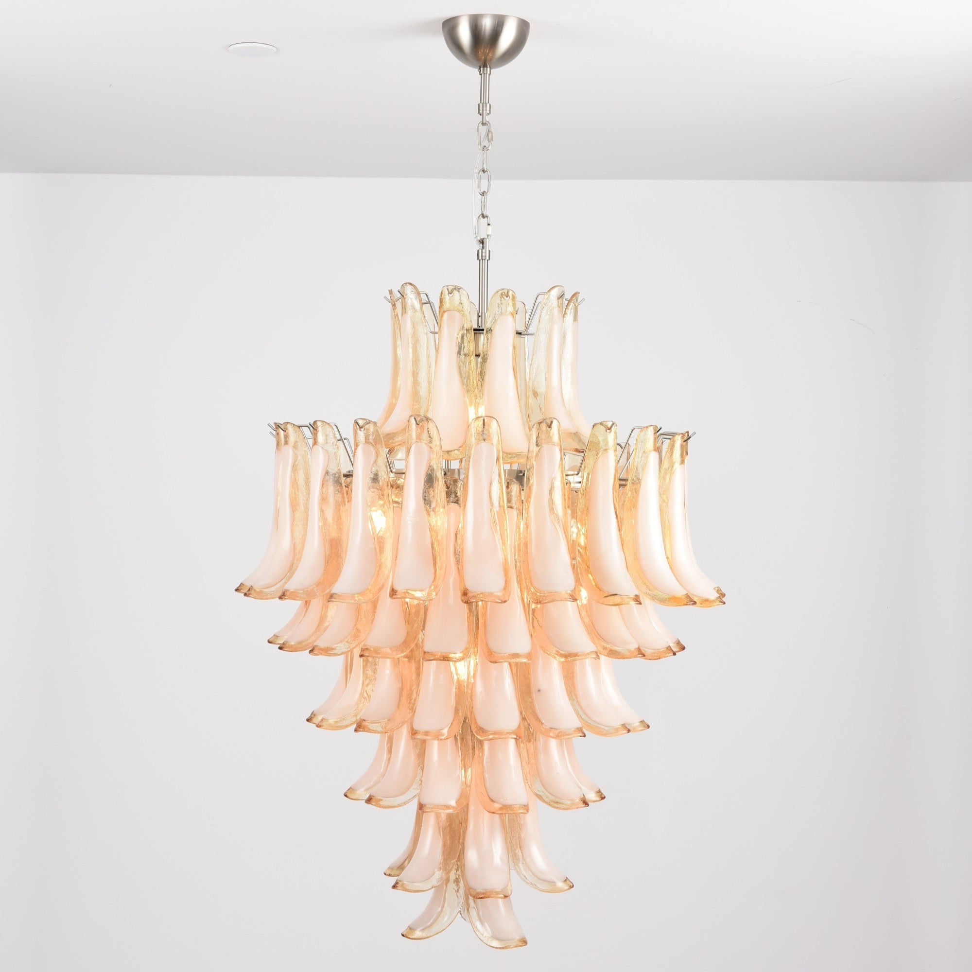 Amber Cloud Glass Petals Chandelier — Cluster Petal Ceiling Light for Stairwell