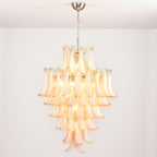 Amber Cloud Glass Petals Chandelier — Cluster Petal Ceiling Light for Stairwell