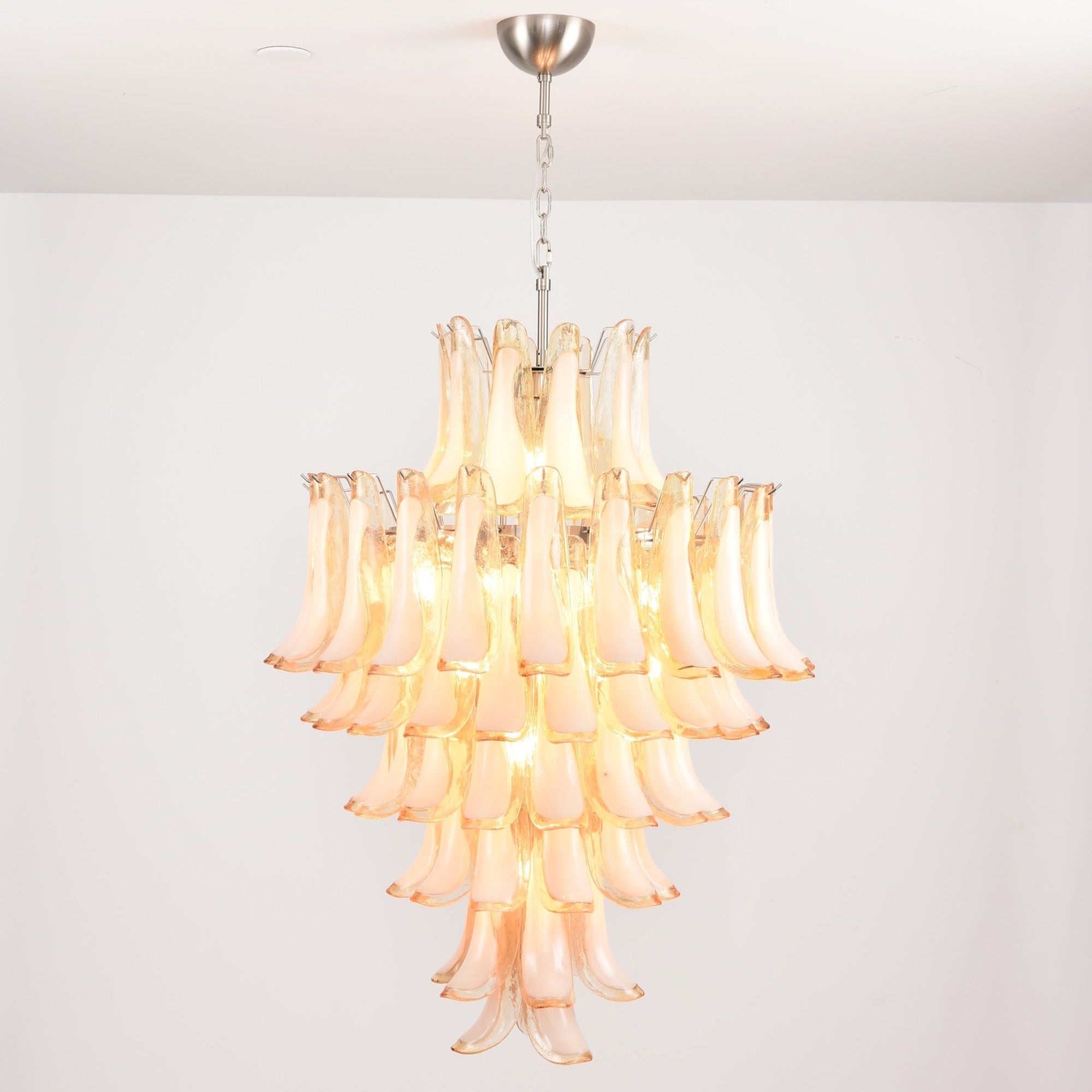 Amber Cloud Glass Petals Chandelier — Cluster Petal Ceiling Light for Stairwell