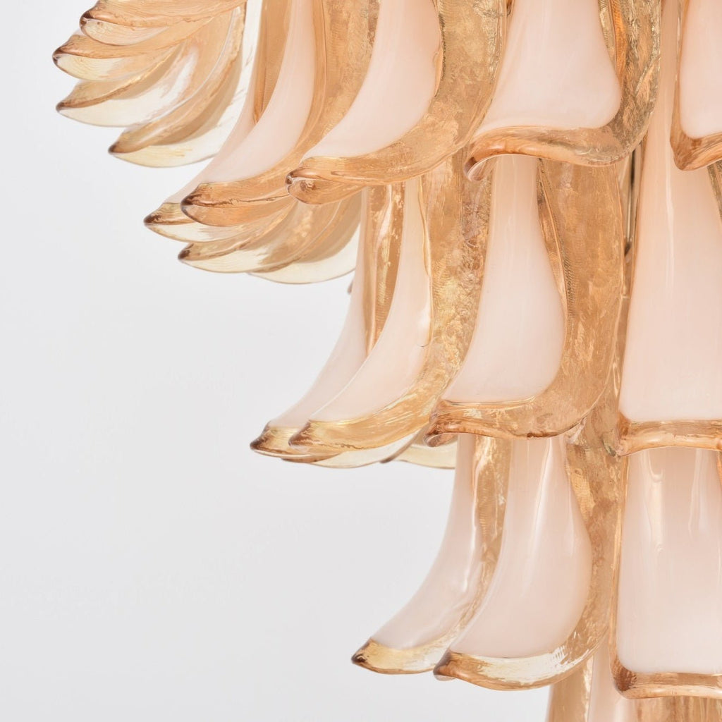 Amber Cloud Glass Petals Chandelier — Cluster Petal Ceiling Light for Stairwell