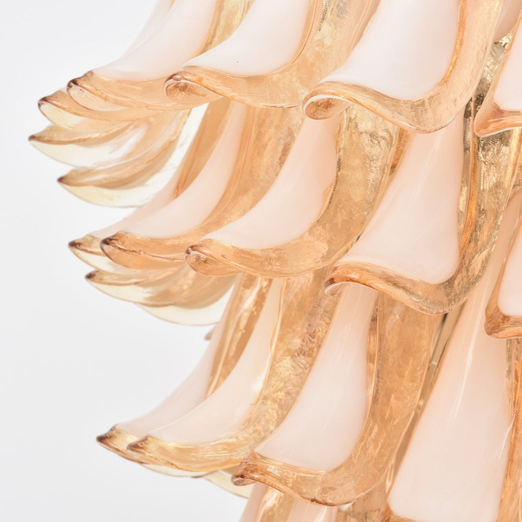 Amber Cloud Glass Petals Chandelier — Cluster Petal Ceiling Light for Stairwell