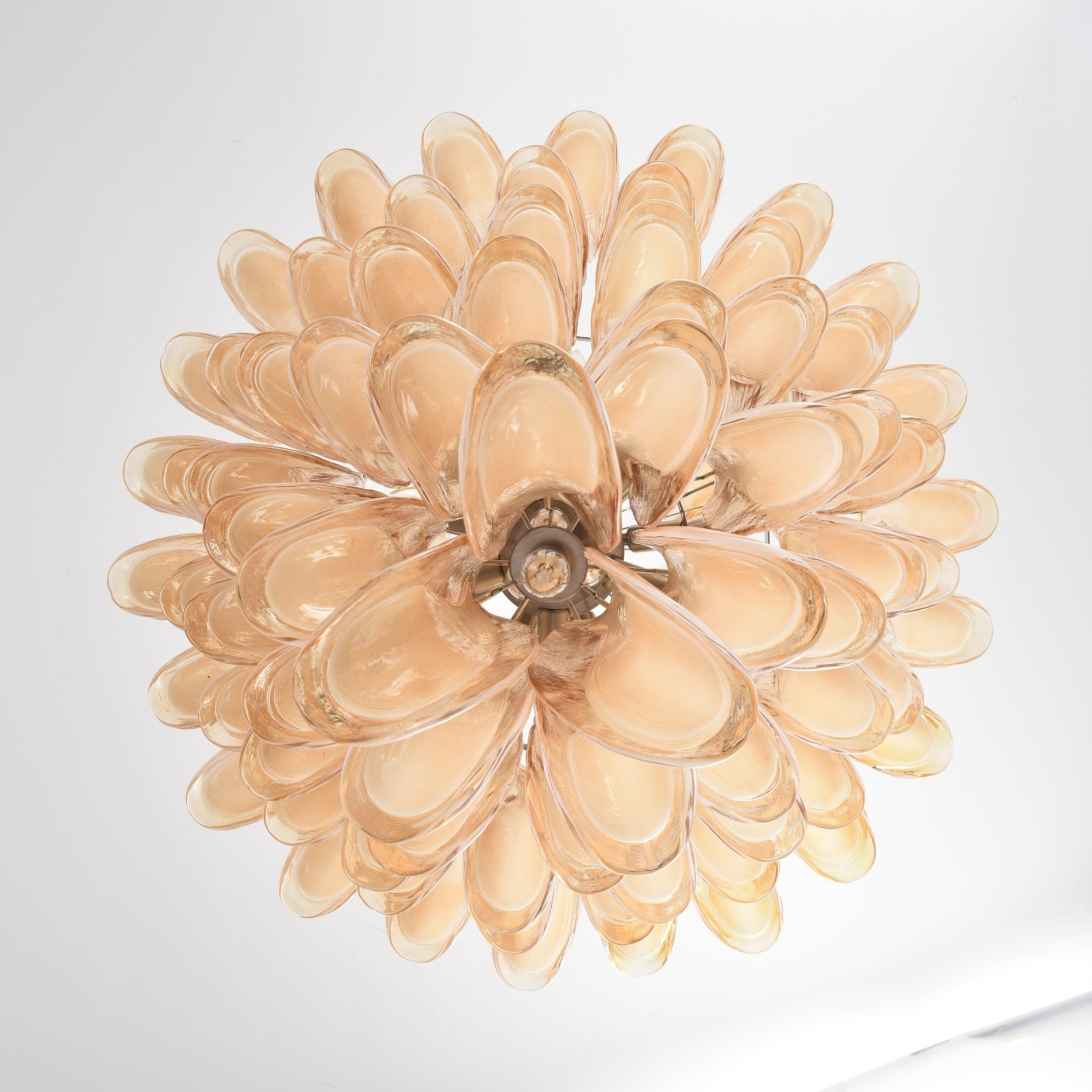 Amber Cloud Glass Petals Chandelier — Cluster Petal Ceiling Light for Stairwell