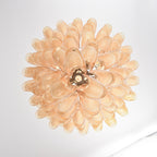 Amber Cloud Glass Petals Chandelier — Cluster Petal Ceiling Light for Stairwell